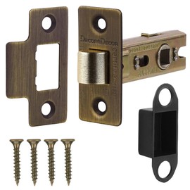 Decoranddecor Spectra Antique Brass Internal Door Handle Set – Keyhole Backplate Handles with 2.5in Fire-Rated Tubular Mortise Latch for Commercial & Residential Use
