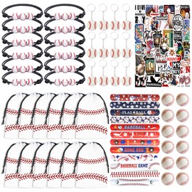 JNYLYFC 120 Pcs Baseball Party Favors Drawstring Bags Baseball Goodie Bag with Mini Ball, Bracelets, Keychains, Stickers for Baseball Themed Party Supplies