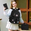 UFNDC Girls Backpack, 17" Water Resistant Aesthetic Bookbag, Black Cute