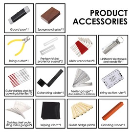 45PCS Kit de Herramientas de Guitarra, Balee Guitar Reparación de La Herramientas de Mantenimiento de La Herramientas de Reparación Kit de Configuración de Guitarra