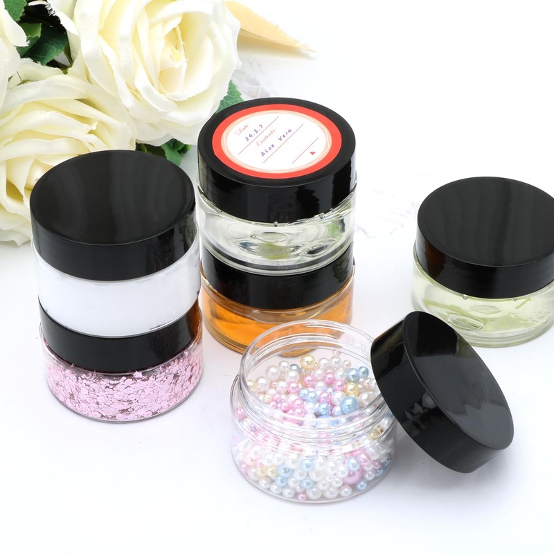 8 Pack 1oz Plastic Containers with Lids, Jars with Lids,