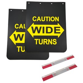 ZANURA 24"x30" Black Polymer Mud Flaps with Warning Sign and 24"x3" Mud Flap Reflector Reflective Tape Fit for Semi Trucks Trailers, 2 Pack