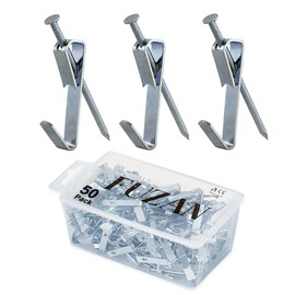 Picture Hangers (50 Pcs-50lbs), Fuzan Heavy Duty Picture Hooks with Nails Professional Picture Hanging Kit on Wooden/Drywall for Canvas, Office Pictures, Clock, House Decoration
