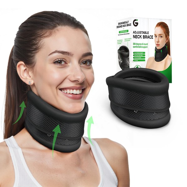 Gviipk Neck Brace, 2 in 1 Adjustable Cervical Collar, Soft