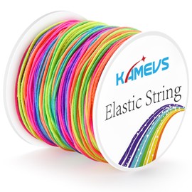 KAMEVS Rainbow Elastic String, 1mm Sturdy Stretchy Cord, Elastic String for Bracelets, Beading, Necklaces, Jewelry Making, and Craft Supplies