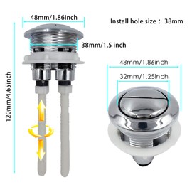 Toilet Tank Button Toilet Button Dual Push Flushing Toilet Button Flush Button Replacement with Thread Diameter (38mm/1.5 inch)