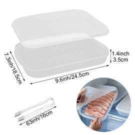 SHUESS 6 Pack Bacon Keeper for Refrigerator, Plastic Deli Meat Saver with Lids Airtight, Cold Cuts Storage Containers for Fridge, Food Shallow Low Christmas Cookie Holder with 3 Pcs Serving Tongs