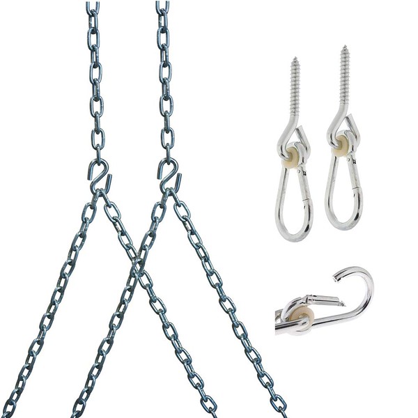 Barn-Shed-Play Heavy Duty 700 Lb Porch Swing Hanging Chain Kit - Color: Silver (8 Foot Ceiling)
