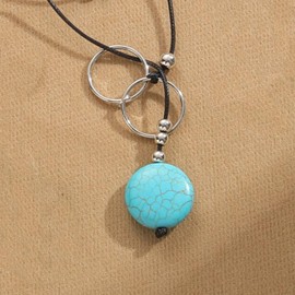 Dcfywl731 Boho Necklaces for Women Western Choker Necklace Western Boho Jewelry Vintage Turquoise Y Long Necklace Leather Suede Necklace Bohemian Country Concert Outfits