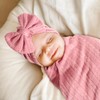 AQOKKA Newborn Receiving Blanket with Bow Hat Headband Set Wheat-Pattern