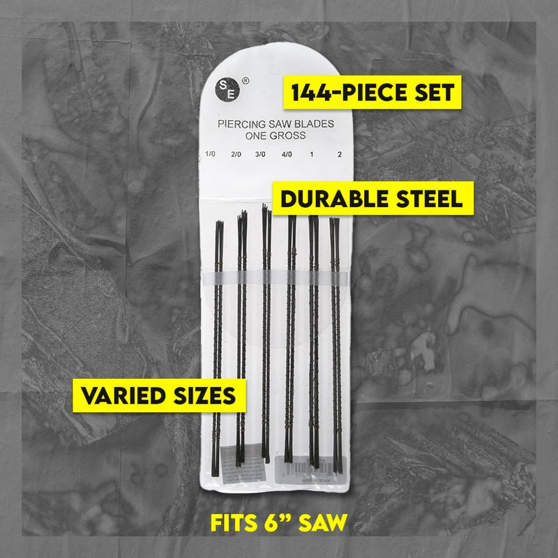 SE 144-Piece Jeweler's Piercing Saw Blade Set - Precision Steel