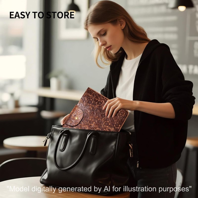 CPNVWA Genuine Leather Laptop Sleeve,Compatible with MacBook Pro 14 Inch