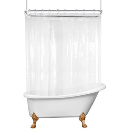 Riyidecor Clawfoot Tub Shower Curtain Liner All Around Bathtub Clear 180x70 Inch PEVA Wrap Around Freestanding Surround Oval Round Extra Wide Bathroom Vintage Antique 32 Pack Shower Hooks Heavy Duty