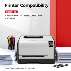 128A Toner Cartridge 4-Pack Black Cyan Yellow Magenta High Yield Replacement for 128A CE320A CE321A CE322A CE323A Compatible with HP LaserJet Pro Color MFP CM1415fn CM1415fnw CP1525nw CP1525n Printer