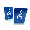 Music Themed Bookend - A Pair of Solid Blue Treble