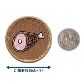 Ham Bone Patrol Patch - 2" Diameter Round Embroidered Patch (Hook & Loop Fastener)