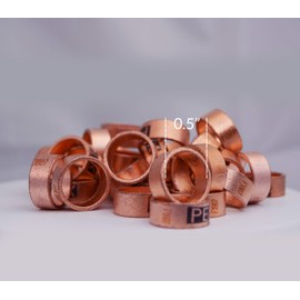 D.N 100 Pieces Heavy Duty 1/2" Crimp Rings, Copper Crimp Clamp Ring 1/2 Inch Plumbing PEX Fittings, Tubing, Pipe Connections (Pack of 100, 1/2_Inch)