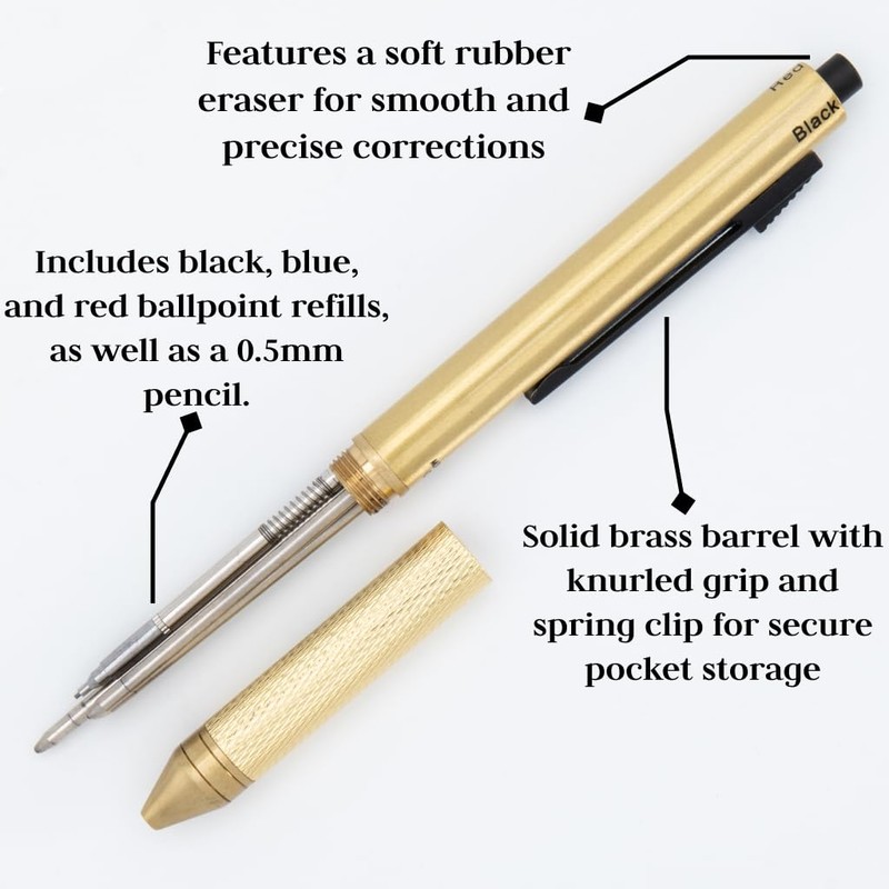 Monteverde USA Quadro 4-in-1 Multifunction Pen - Brass Finish -
