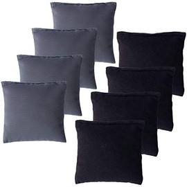 YAADUO Set of 8 Regulation Cornhole Bags, Duck Cloth Double Stiched - Standard Corn Hole Bean Bags for Tossing Game, Includes Tote Bags (Black/Grey)