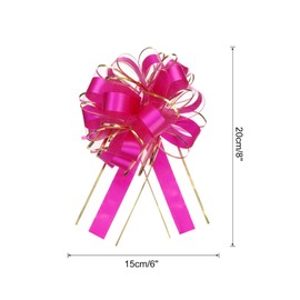 MECCANIXITY 10pcs 6 Inch Large Big Pull Bow with Gold Edge, Organza Car Gift Wrapping Bows Ribbon for Wedding Car Baskets Presents Christmas Bow Party, Rose Red