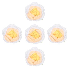 M METERXITY 5-Pack Flower Sew On Patches, Handmade Crochet Roses, Knitted Handmade Applique, Crochet Flower Patch Embellishments for DIY Craft/Wedding/Party/Home Decoration [Gradient Yellow]