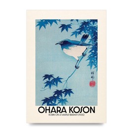 Lithobee - Ohara Koson Robin On A Maple Branch 1935 - Printed Wall Art Design in Sizes A2, A3 & A4 Framed in a Stylish Coloured Frame or Unframed (A4 Unframed)