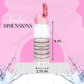 A1U Translucent Printed Plastic Water Bottles with Snap Lids, Assorted Styles Plastic Polypropylene BPA Free Perfect for Cyclists Runners Hikers Adventurers Trainers Reusable, 22 oz. Bundle of 3