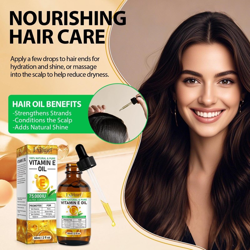 Pure Vitamin E Oil for Skin & Hair - 100%