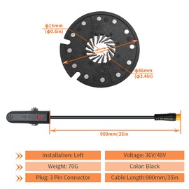 HUDAMZKY E-bike KT D12 Bike Magnets Pedal Assist Sensor Ebike Easy Crank Installation PAS Sensor (D12L Waterproof Plug)