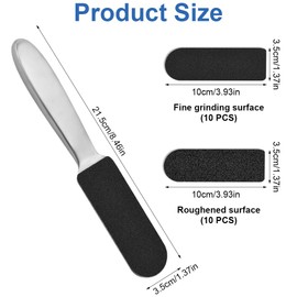 Foot File for Hardened or Dry Skin, Stainless Steel, Foot File with Replacement Sandpaper, Coarse and Fine, Stainless Steel Callus Rasp, Callus File, Foot Care, Professional Callus File for Callus