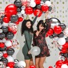 12" Latex Vibrant White, Red, Black Colour Combination Plain Balloons