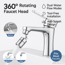 JKU Extensor de grifo de fregadero giratorio con rotacion cromado con filtro de agua