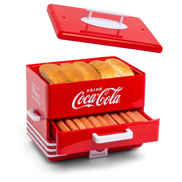 Nostalgia Extra Large Diner-Style Coca-Cola Hot Dog Steamer and Bun