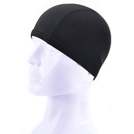 Swim Cap, Swimming Cap, Adult, Neutral Neutral Swimming Cap, Pool Cap, Fluffy, Fashion, Long Hair, Stretch, Solid Color(Black)