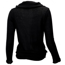 Guru-Shop Alternative Clothing Women’s Wrap Shirt, Cotton Knit Sweater, Wrap Jacket, Cotton, Sweater, Longsleeve Sweatshirt - Black , size: l