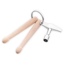 Drum Key Mini Drumstick Keychain, Professional Wooden Drum Tuning Key with Standard Size Natural Wood Mini Drumsticks Keyring Music Keychain, Drummer Gift and Percussion Accessories