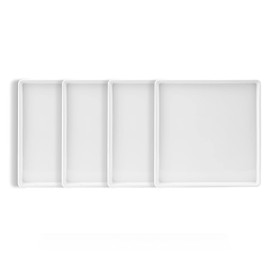 Stone Lain Grace Stoneware Appetizer Plate Set, Includes 4 Plates, White