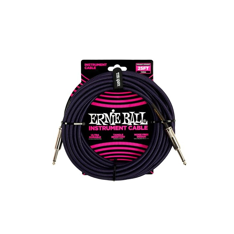 Ernie Ball - Cable de inserción recto trenzado de 25