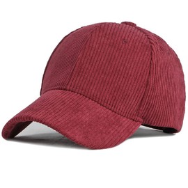 XRDSS Corduroy Baseball Cap Unisex Adjustable Classic Sports Cap Outdoor Solid Caps, Burgundy