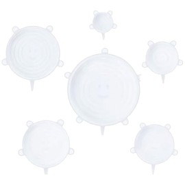 Silikon-Lebensmittelabdeckungen, runde Stretch-Deckel, wiederverwendbare Silikonabdeckungen für Schüsseln, Tassen und Behälter, spülmaschinen- und kühlschrankfest (Weiß, 6 Stück)