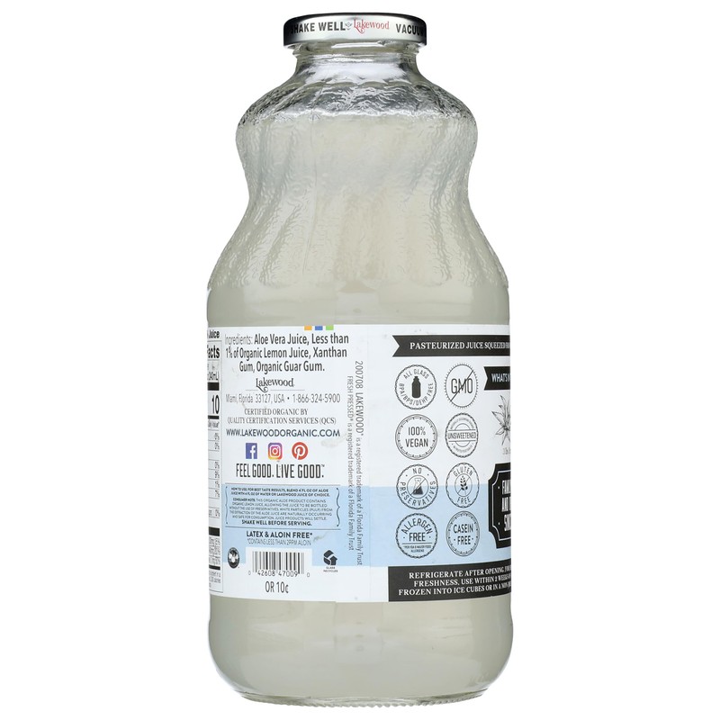 Lakewood, Organic Aloe Vera Gel Juice, 32 Oz