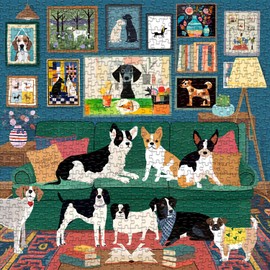 Dog Puzzles for Adults 1000 Pieces, Animal Puppy Puzzle Modern Art Puzzle, Dog Jigsaw Puzzle as Funny Home Decor, Challenging Puzzles for Adults