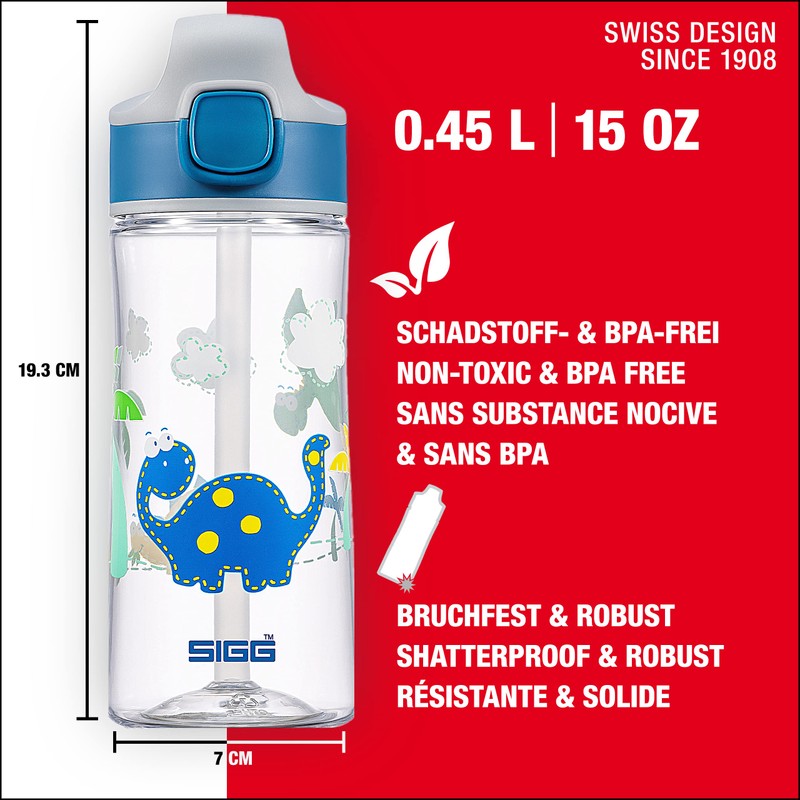 SIGG - Aluminium Kids Water Bottle - Miracle Dinosaur -