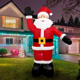 FARONZE Christmas Inflatables Santa Claus Giant Lighted Interior Inflatable Christmas Decoration with Built in Fan and Anchor Ropes 8 Feet (Santa)