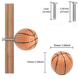 Tverghvad Ceramic Basketball Dresser Knobs, [4 Pack] Decor Basketball Drawer Pulls and Knobs, Kitchen Furniture Knobs for Boys Drawer/Cupboard/Wardrobe/Closet (Basketball, 4 Pieces)