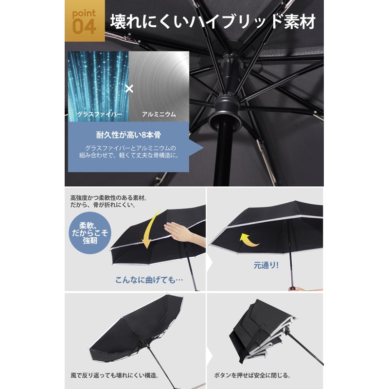 折りたたみ傘 ワンタッチ自動開閉 軽量 メンズ 280g 大きいサイズ 8本骨 撥水 耐風 速乾