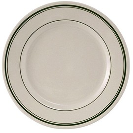 Yanco GB-6 Green Band 6.625" Round Plate, China, American White Color, Pack of 36