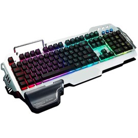 Teclado de Juego RGB Teclado mecánico, Teclado mecánico, Teclado de tamaño Completo con Reposo ergonómico de muñeca, USB Teclados for Ordenador...    