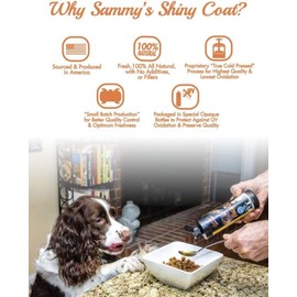 Sammy’s™ Shiny Coat Flaxseed Oil for Pets, Pure Flax Oil for Animals, Omega-3 Fatty Acids for Dogs, Flaxseed Oil Liquid Supplement for Skin and Coat, Flaxseed for Dogs, Cats, Other Pets - 16 oz