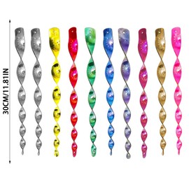 GWAWG 10PCS Reflective Deterrent Rods for Birds, 360 Degree Wind Spiral Hanging-Keep Birds Away from Your Garden Home Room Window Patio, 30cm Colorful Scare Rods